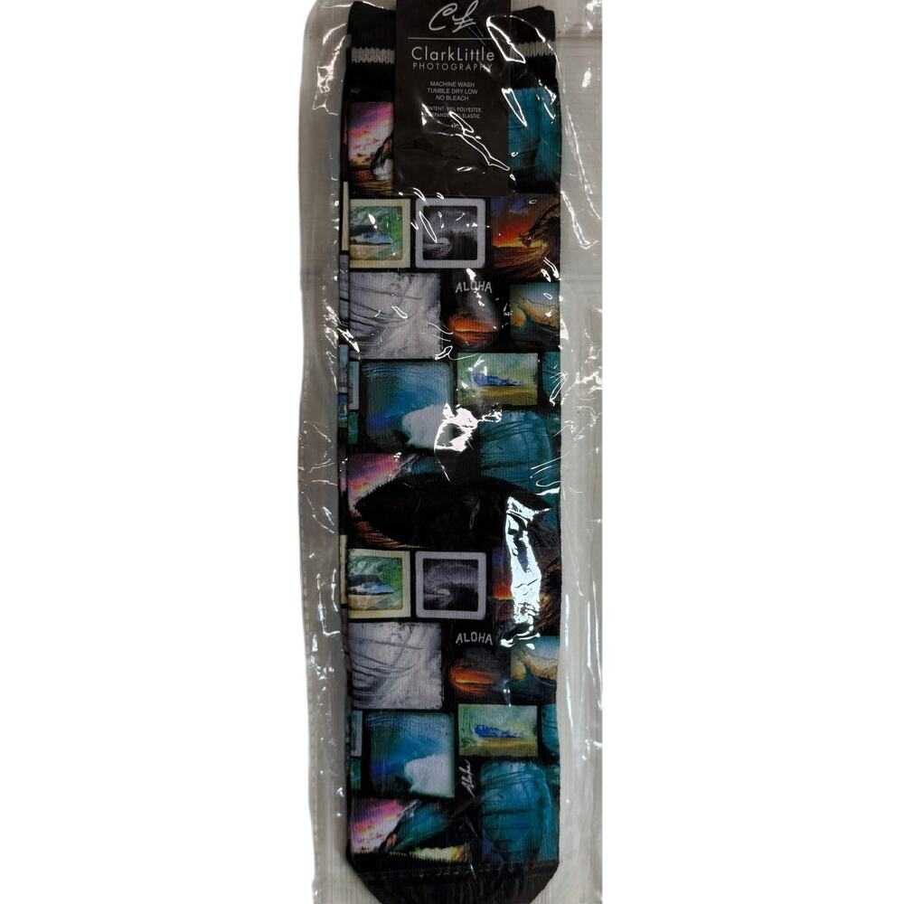 Clark Little Photography Socks Aloha Hawaii Surf Wave Crew Socks NWT Gift